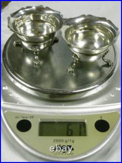 Paire Salerons Saliere Argent Massif Poinçons Anglais England Silver