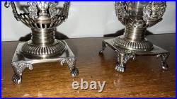 Paire de Moutardiers anciens en argent massif Décor Palmettes Multiples Poinçons