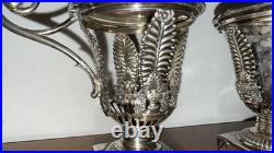 Paire de Moutardiers anciens en argent massif Décor Palmettes Multiples Poinçons