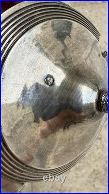 Paire de Moutardiers anciens en argent massif Décor Palmettes Multiples Poinçons