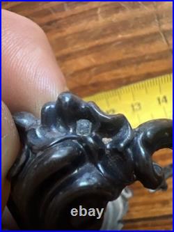 Paire de Salière de table Argent Massif Poinçon Minerve & Verre Bleu