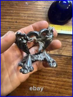 Paire de Salière de table Argent Massif Poinçon Minerve & Verre Bleu