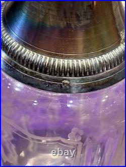 Paire de carafes cristal gravé et argent massif poincon minerve ep XIXe