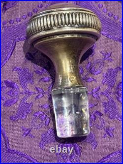 Paire de carafes cristal gravé et argent massif poincon minerve ep XIXe