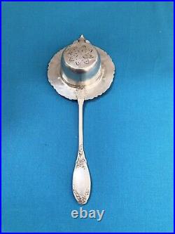 Passe thé ARGENT MASSIF poinçonné MINERVE décor CHARDONS ART NOUVEAU service