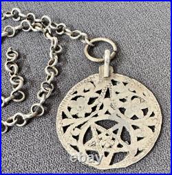 Pendentif Amulette Berbère Argent Massif Poinçon Tête Tunisie Ethnique