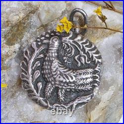 Pendentif Argent Massif Toulhoat Modèle Oiseau Stylisé KELT Poinçon Sanglier