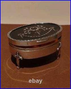 Petit coffret à Bijoux en argent massif, poinçons Grande-Bretagne