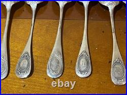 Petites Cuilleres Argent Massif Poincon Minerve 1er Titre Monogrammees 190 G