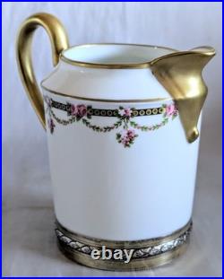 Pot à Lait Style Louis XVI Porcelaine et Argent Massif Vermeil Poinçon Minerve
