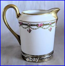 Pot à Lait Style Louis XVI Porcelaine et Argent Massif Vermeil Poinçon Minerve