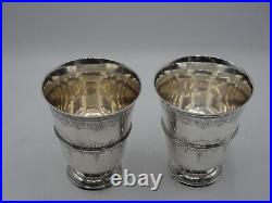 Puiforcat Rare Paire Timbales Gravees 590 Grs Argent Massif Poincon Minerve