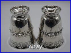 Puiforcat Rare Paire Timbales Gravees 590 Grs Argent Massif Poincon Minerve