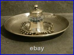 RARE ENCRIER DE BUREAU EN ARGENT MASSIF et Cristal POINCON MINERVE