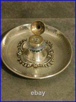 RARE ENCRIER DE BUREAU EN ARGENT MASSIF et Cristal POINCON MINERVE