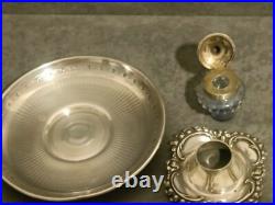 RARE ENCRIER DE BUREAU EN ARGENT MASSIF et Cristal POINCON MINERVE