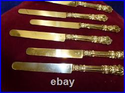Rare 6 couteaux à dessert, tout vermeil, poincon minerve 800, style L XV, N°1