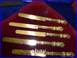 Rare 6 couteaux à dessert, tout vermeil, poincon minerve 800, style L XV, N°1