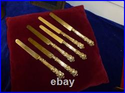 Rare 6 couteaux à dessert, tout vermeil, poincon minerve 800, style L XV, N°1