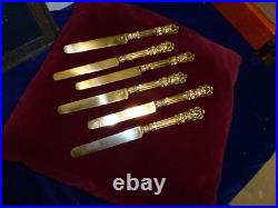 Rare 6 couteaux à dessert, tout vermeil, poincon minerve 800, style L XV, N°1