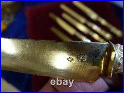 Rare 6 couteaux à dessert, tout vermeil, poincon minerve 800, style L XV, N°1