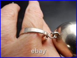 Rare Bague Argent design des années 1980 poinçon de maitre énorme sphère