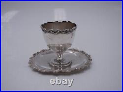 Rare Coquetier Sur Plateau En Argent Massif Poincon Minerve 1 Er Titre