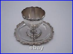 Rare Coquetier Sur Plateau En Argent Massif Poincon Minerve 1 Er Titre