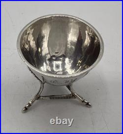Rare Coquetier Tripode En Argent Massif Poincon Coq Lyon 1809