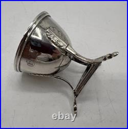 Rare Coquetier Tripode En Argent Massif Poincon Coq Lyon 1809