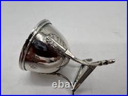 Rare Coquetier Tripode En Argent Massif Poincon Coq Lyon 1809