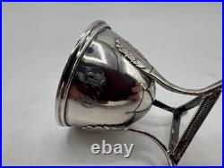 Rare Coquetier Tripode En Argent Massif Poincon Coq Lyon 1809