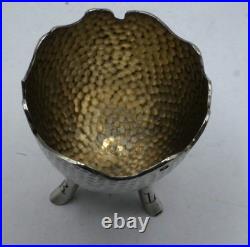 Rare Coquetier Tripode En Argent Massif Poincon Minerve Initiales R. L