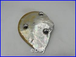 Rare Coupe En Nacre Et Argent Massif Poincon Sterling Decor Grenouille