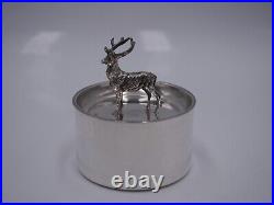 Rare Coupe Ou Boite Couverte En Argent Massif Poincon Minerve Prise Cerf