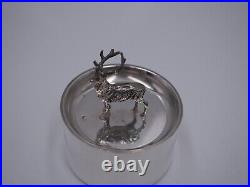 Rare Coupe Ou Boite Couverte En Argent Massif Poincon Minerve Prise Cerf