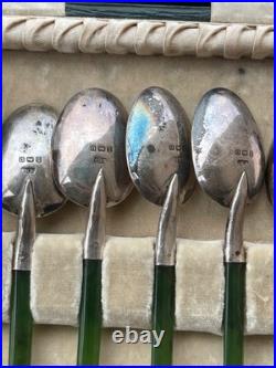 Rare Cuillère Poinçons Argent Massif Anglais Jade Nouvelle-zélande Kiwi Antique