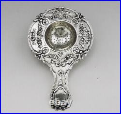 Rare Élégant Passe thé ancien en argent massif poinçon ALLEMAGNE Hanau silver