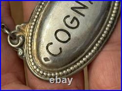 Rare Étiquette De Bouteille De Cognac En Argent Massif Poinçon Minerve Vers 1900 Rare Étiquette De Bouteille De Cognac En Argent Massif Poinçon Minerve Vers 1900