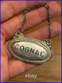 Rare Étiquette De Bouteille De Cognac En Argent Massif Poinçon Minerve Vers 1900 Rare Étiquette De Bouteille De Cognac En Argent Massif Poinçon Minerve Vers 1900