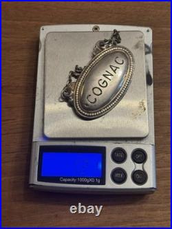 Rare Étiquette De Bouteille De Cognac En Argent Massif Poinçon Minerve Vers 1900