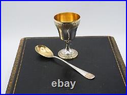 Rare Necessaire De Bapteme 5 Pieces En Argent Massif Et Vermeil Poincon Minerve
