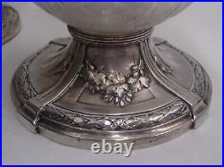 Rare Paire Aiguieres En Argent Massif Poincon Minerve 1 Er Titre Verre Louis XV