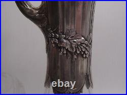 Rare Paire Aiguieres En Argent Massif Poincon Minerve 1 Er Titre Verre Louis XV