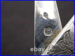 Rare Paire De Ciseaux A Raisins En Argent Massif Poincon Minerve Decor Angelots