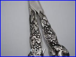 Rare Paire De Ciseaux A Raisins En Argent Massif Poincon Minerve Decor Vignes