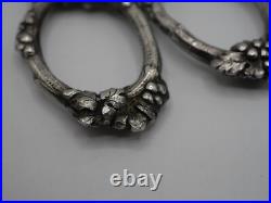 Rare Paire De Ciseaux A Raisins En Argent Massif Poincon Sanglier Decor Vignes