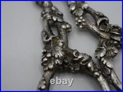 Rare Paire De Ciseaux A Raisins En Argent Massif Poincon Sanglier Decor Vignes