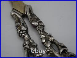 Rare Paire De Ciseaux A Raisins En Argent Massif Poincon Sanglier Decor Vignes