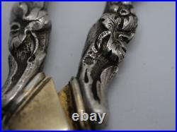 Rare Paire De Ciseaux A Raisins En Argent Massif Poincon Sanglier Decor Vignes